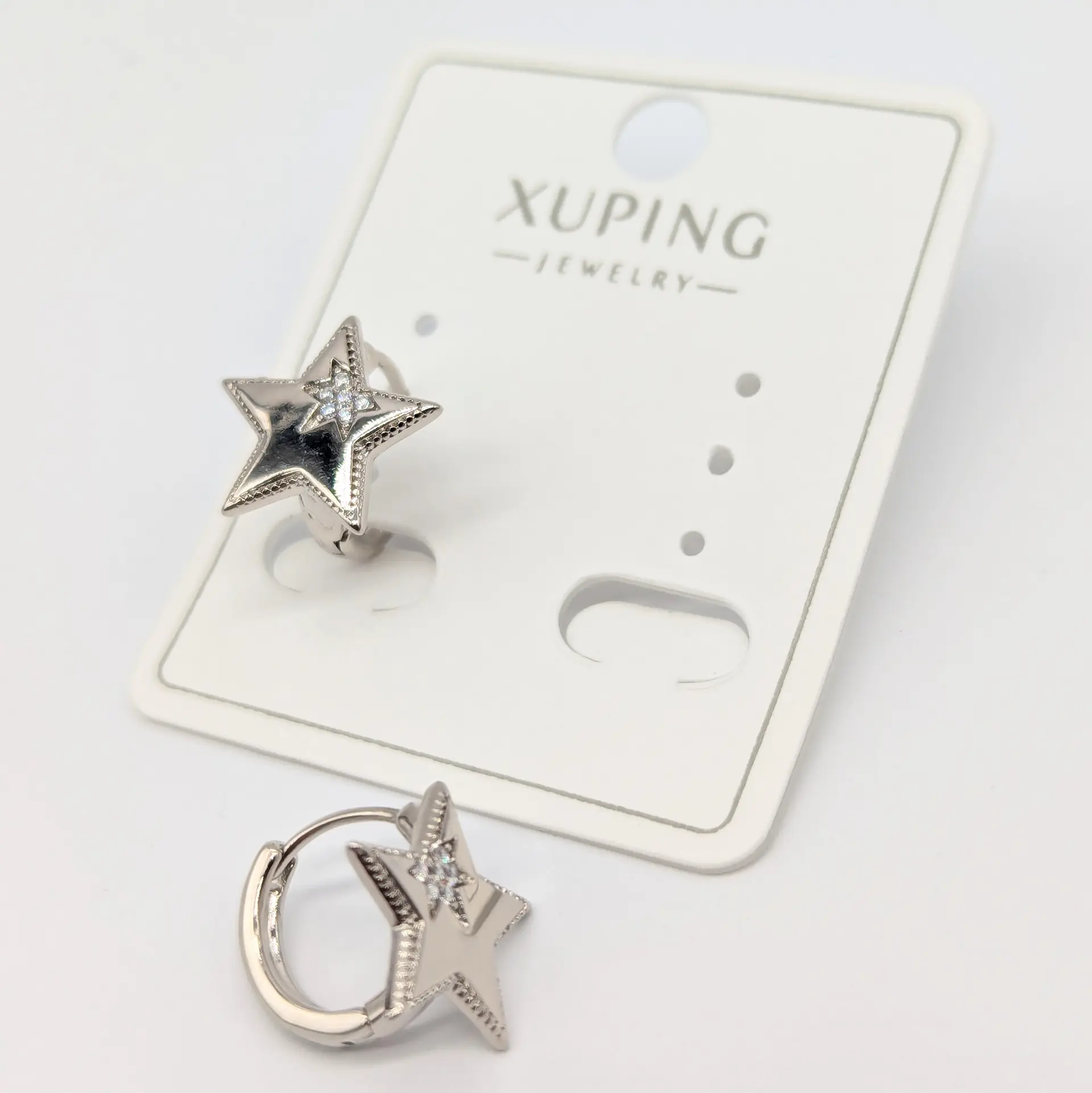 Сережки Xuping срібні «Сяйво Зірки», 1.3*1.3 см