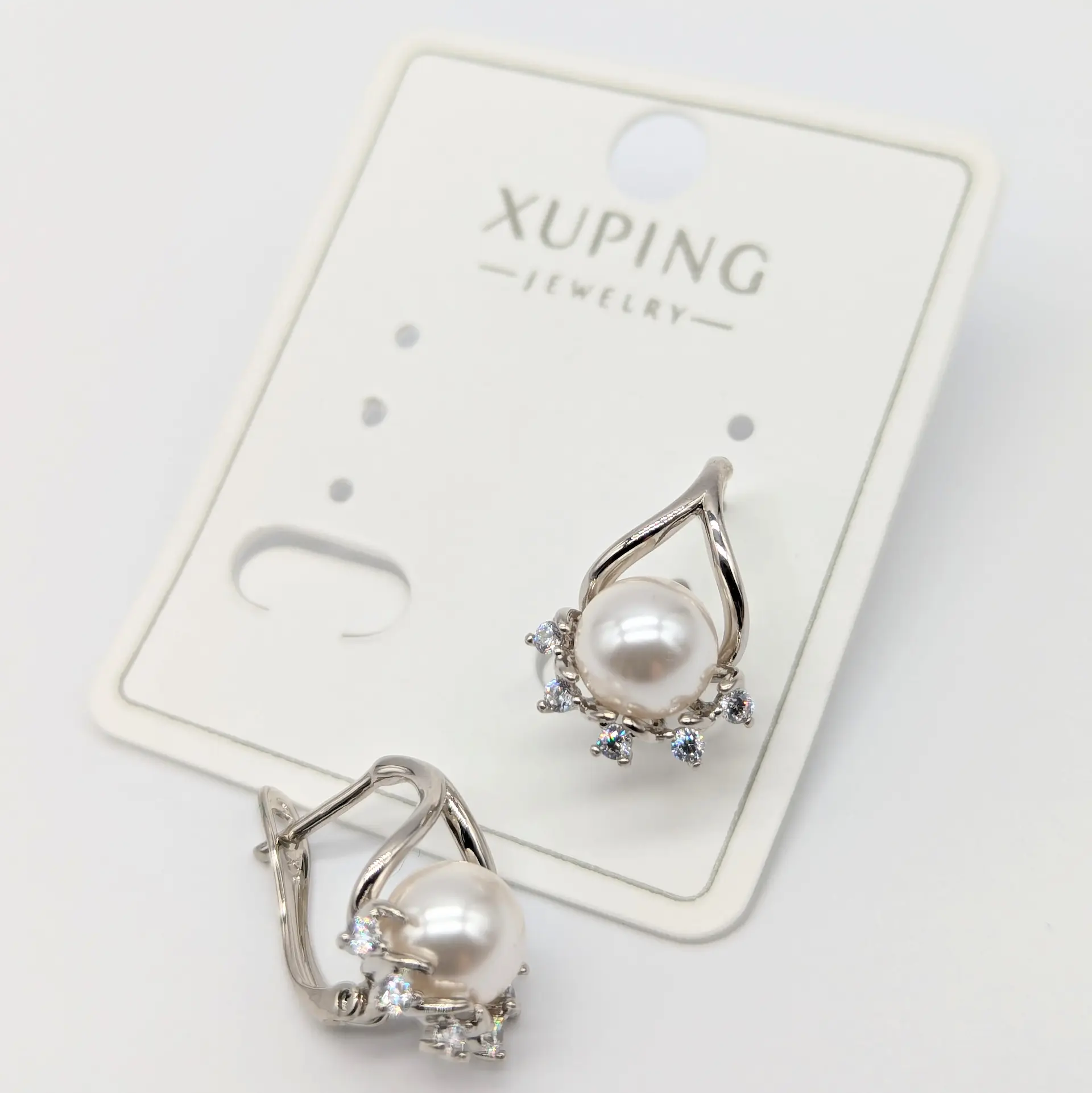 Сережки Xuping срібні «Перлинна Елегія», 1.2*1.6 см