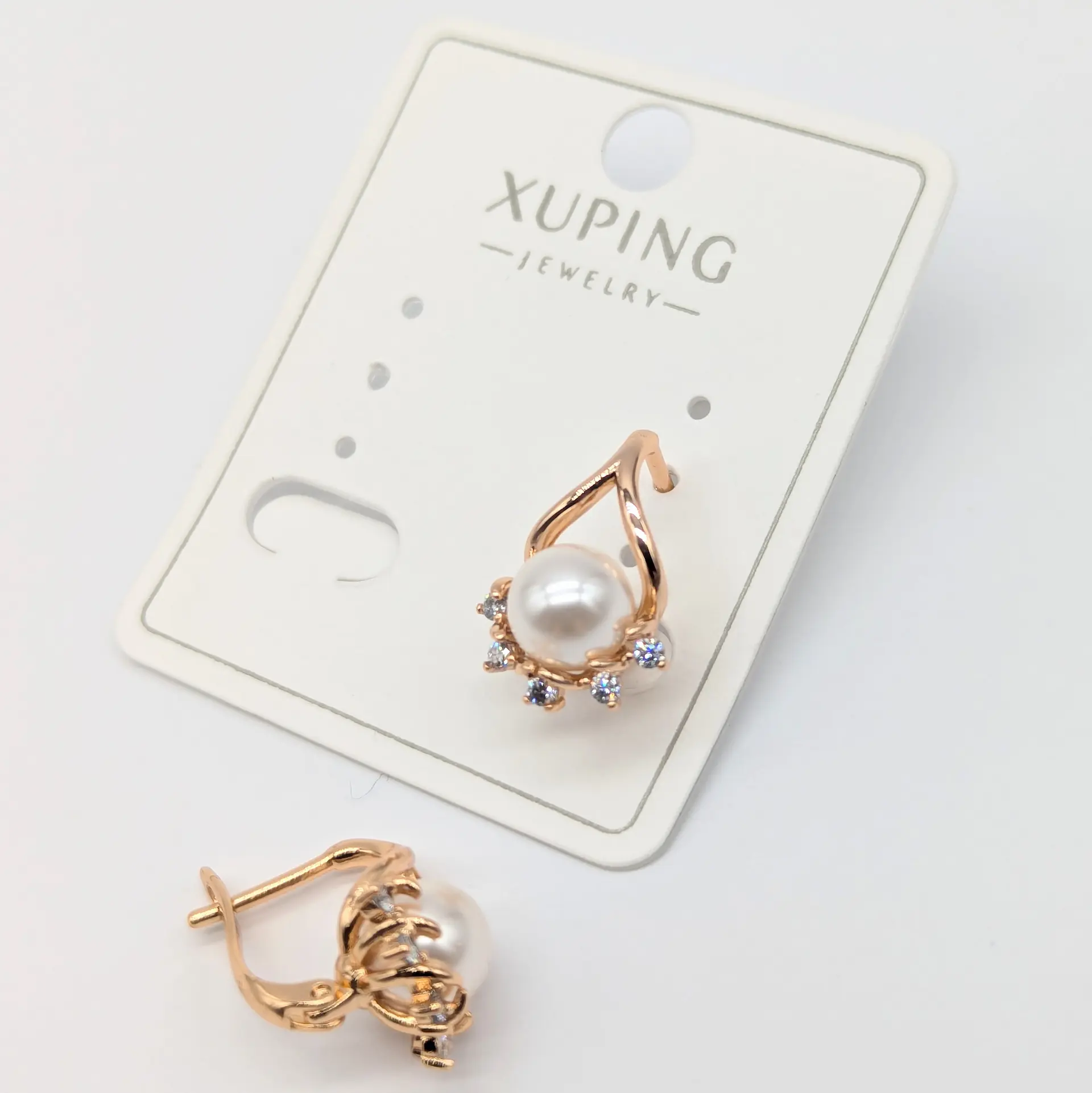 Сережки Xuping 18к «Золотий Перлинний Світ», 1.2*1.6 см