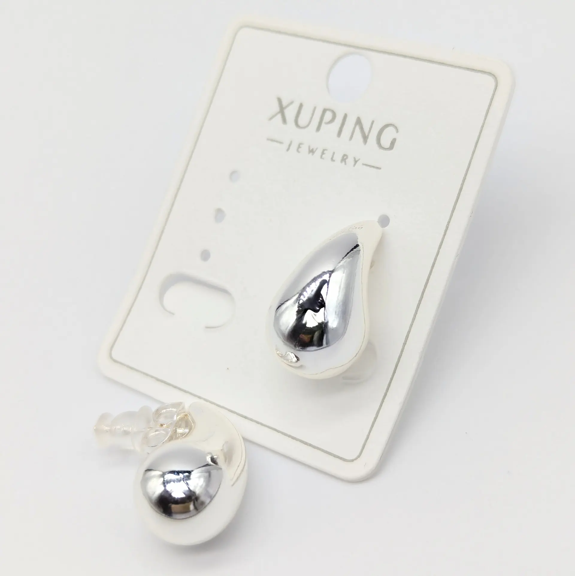 Сережки Xuping «Срібна Краплина», 1*1.9 см
