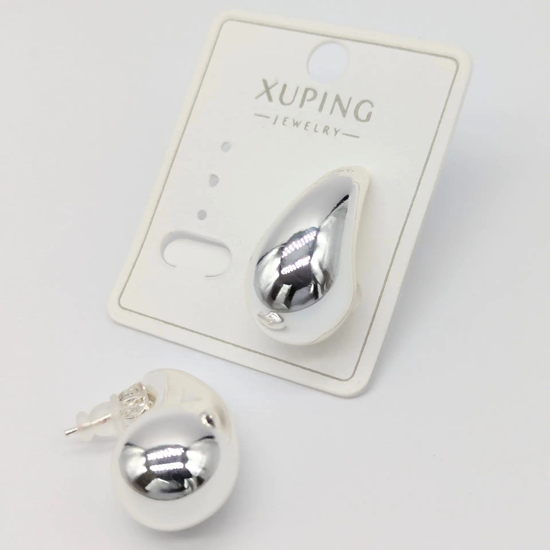 Сережки Xuping срібні «Холодний Блиск», 1.4*2.5 см