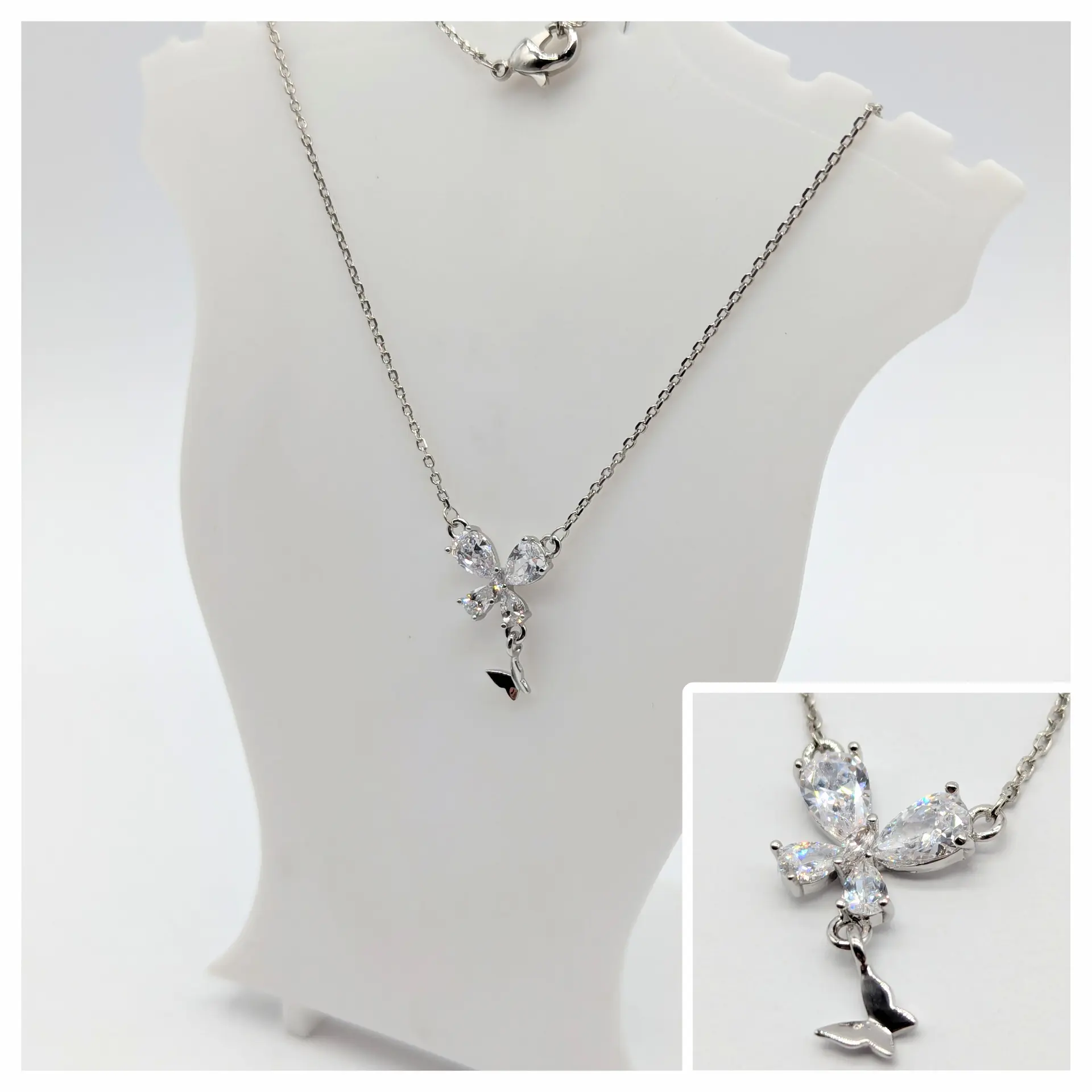 Ланцюжок срібло «Крижаний метелик», 42+5 см, кулон 1.3*1.8 см