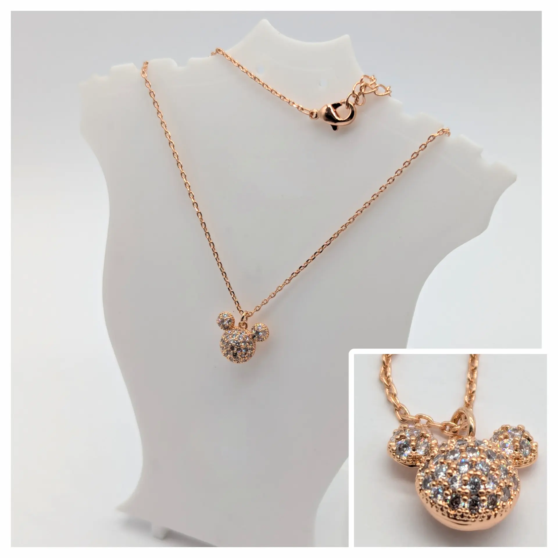 Ланцюжок 18к «Міло Шайн» з цирконієм,  41+5см, кулон 1.2*1см