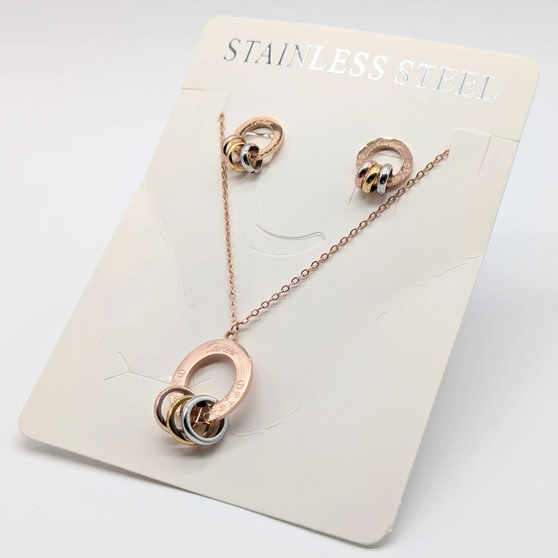 Набір прикрас Stainless Steel РЗ «Триєдність Стилю», сережки 1.4*1.7 см, кулон 2.2*2.7 см