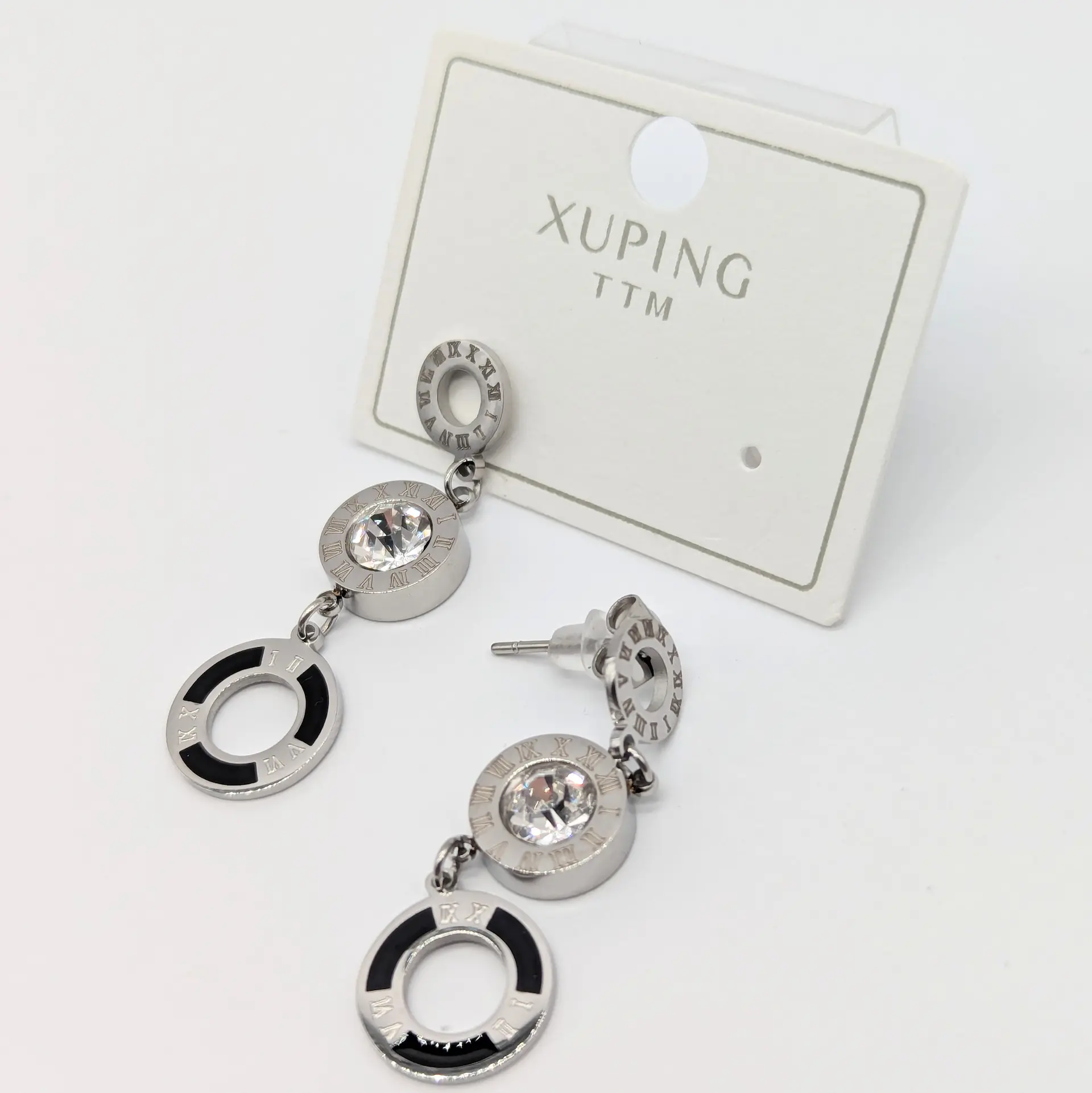 Сережки Xuping срібні «Римський Блиск», 1.1*3.9 см