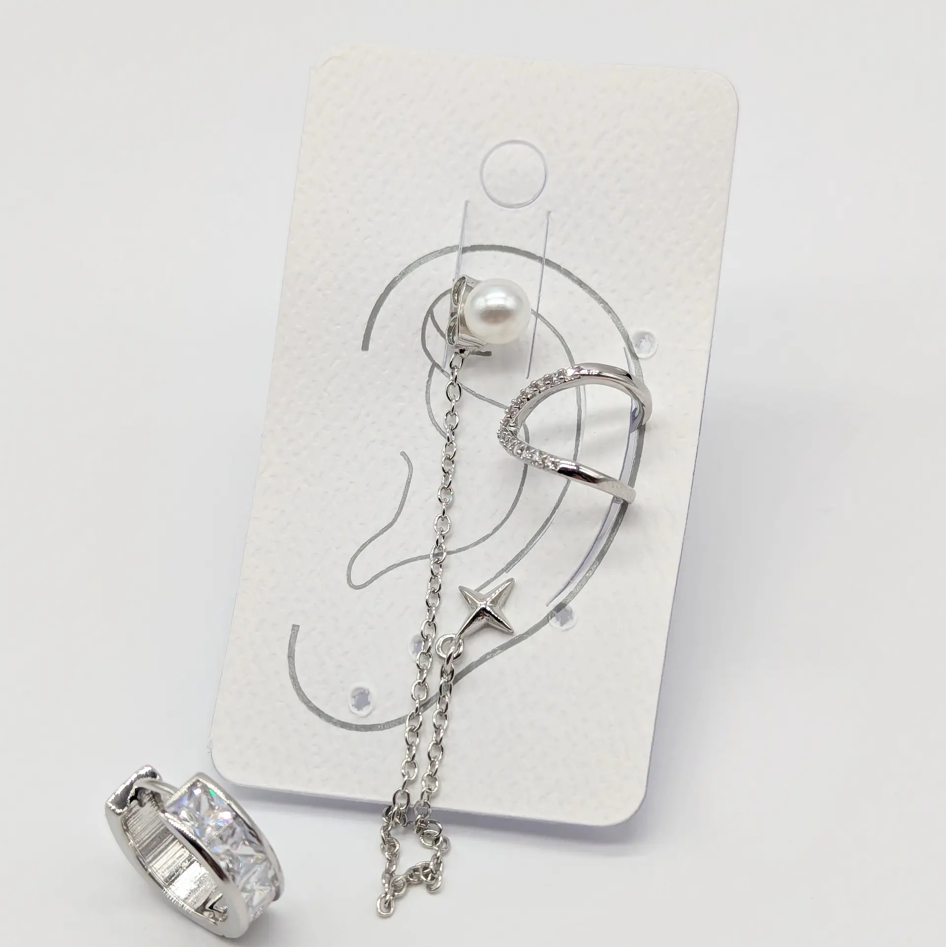 Сережки кафа срібні «Перлинна Орбіта»