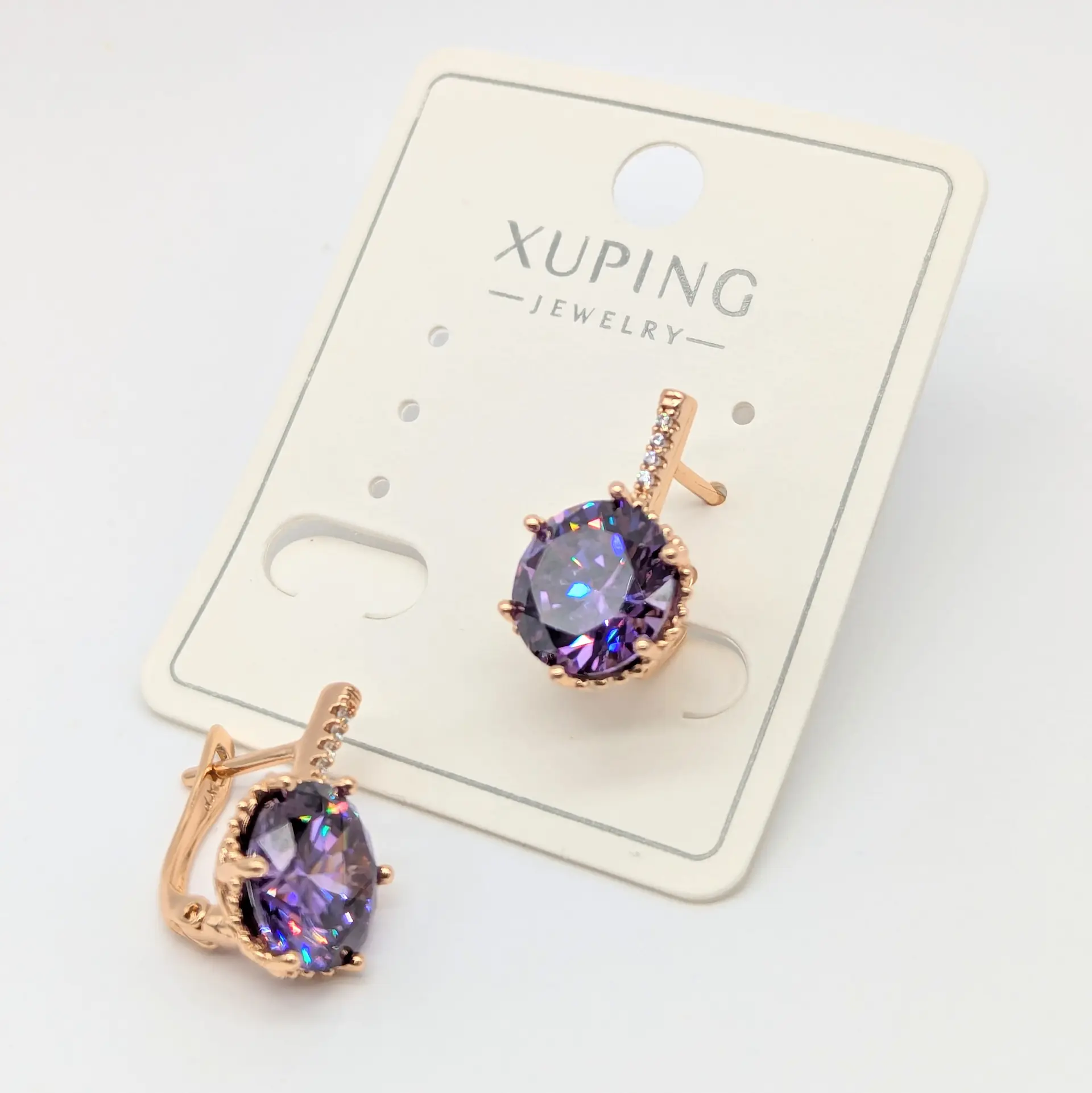 Сережки Xuping 18к «Фіалкове Сяйво», 1*1.8 см