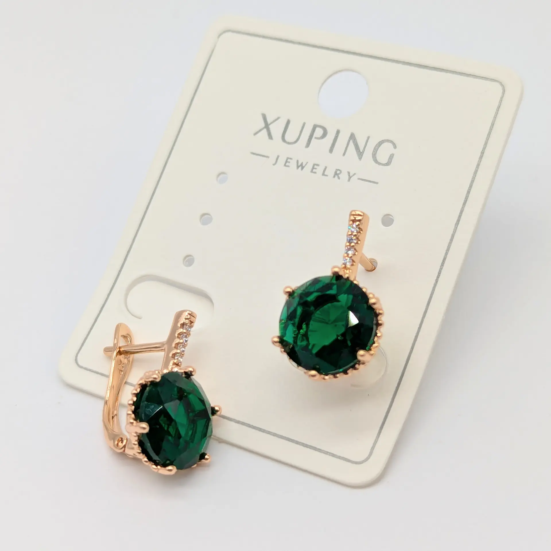 Сережки Xuping 18к «Смарагдова Глибина» 1*1.8 см