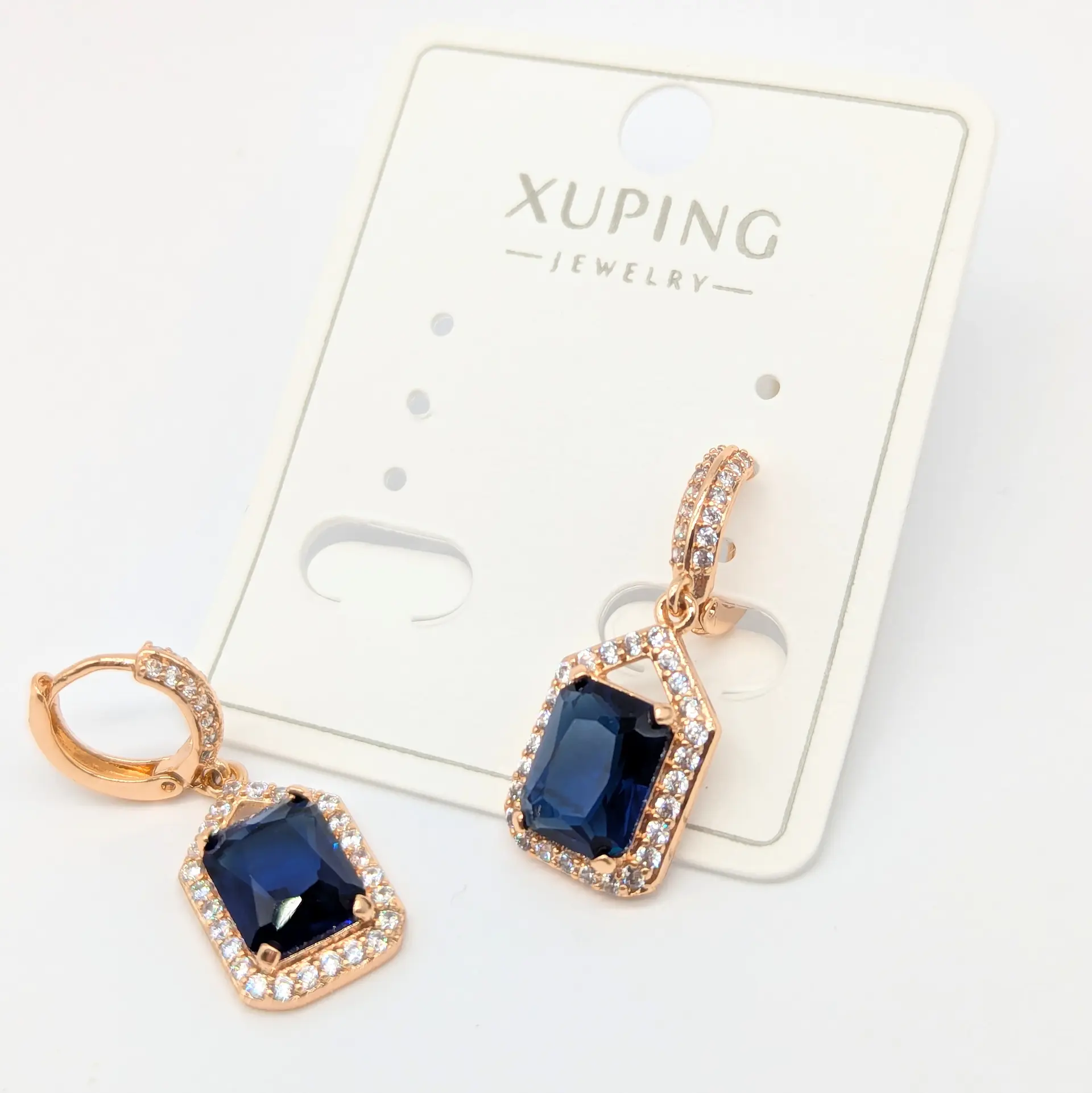 Сережки Xuping 18к «Сапфірова глибина», 1*2.6 см