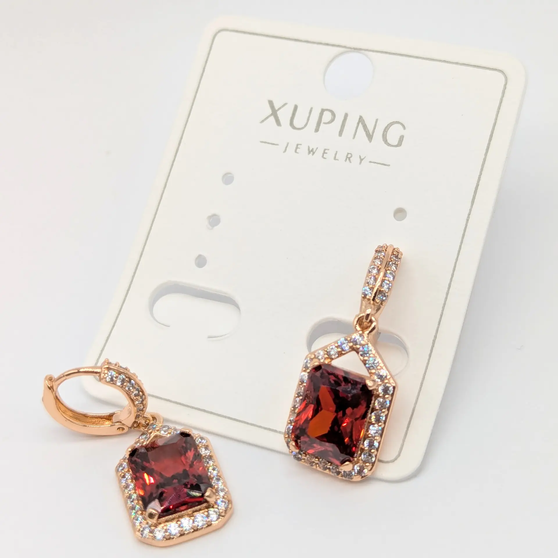 Сережки Xuping 18к «Рубіновий Грааль», 1*2.6 см