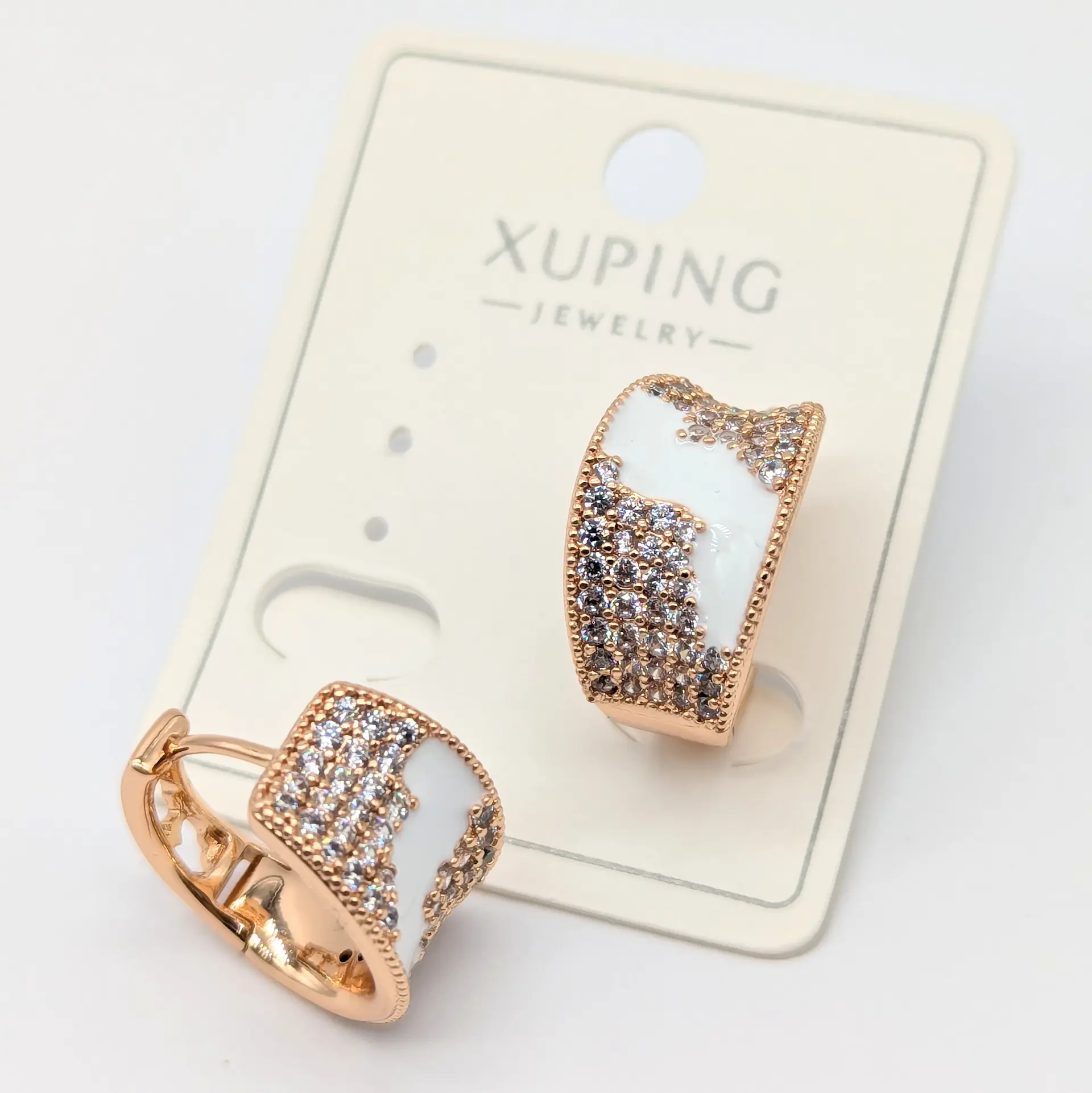 Сережки Xuping 18к «Молочна Хвиля», 1.1*1.8 см