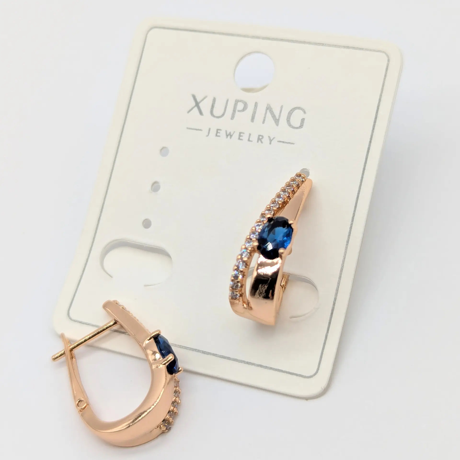 Сережки Xuping 18к «Сапфіровий Блиск», 0.6*2.1 см