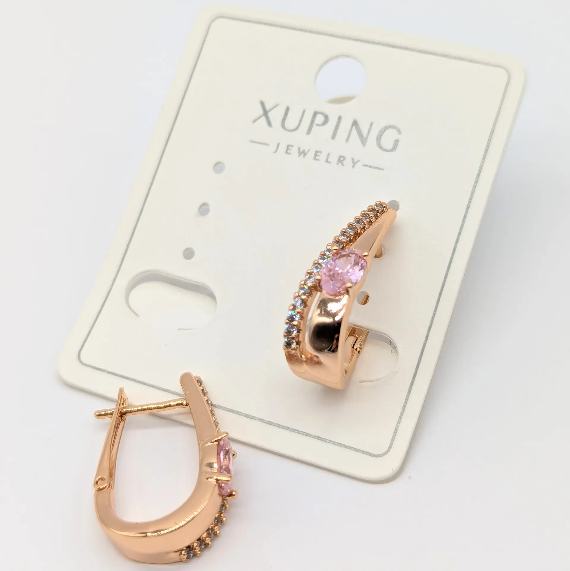 Сережки Xuping 18к «Рожева Ніжність», 0.6*2.1 см