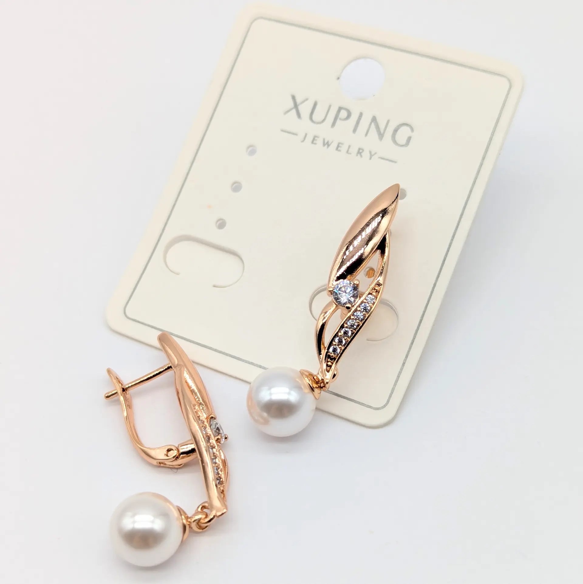 Сережки Xuping 18к «Перлинна Елегантність», 0.8*3.5 см