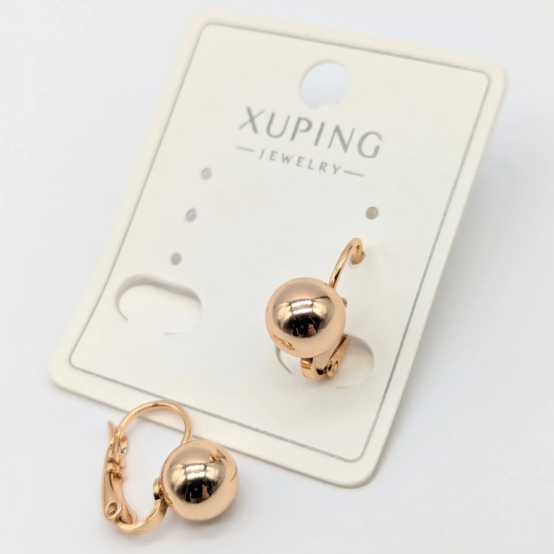 Сережки Xuping 18к «Класична Сфера Лайт», 0.7*1.5 см