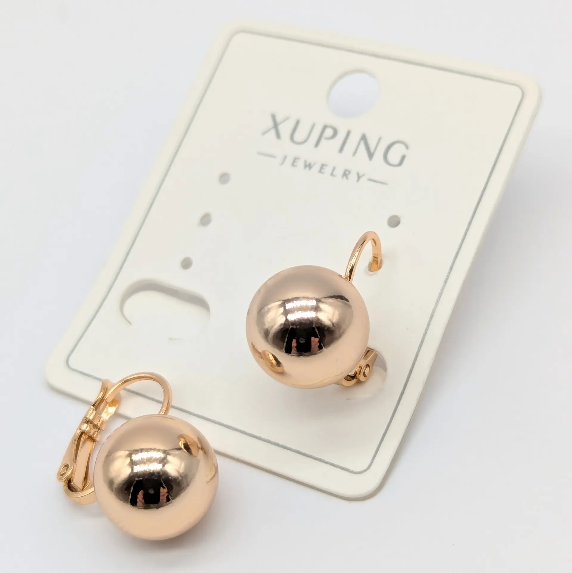 Сережки Xuping 18к «Сфера Блиску Голд», 1.1*1.8 см