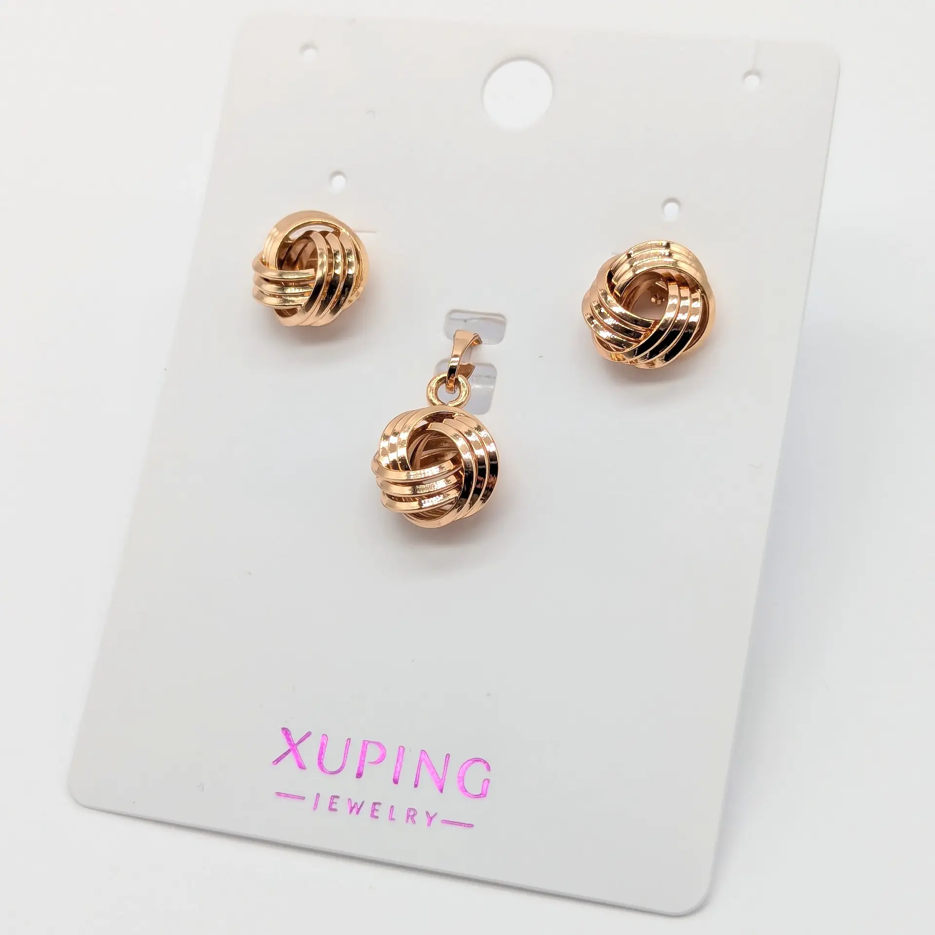 Набір Xuping 18к «Золотий Вузол Стайл», сережки діам. 1.2 см, кулон діам. 1.2 см