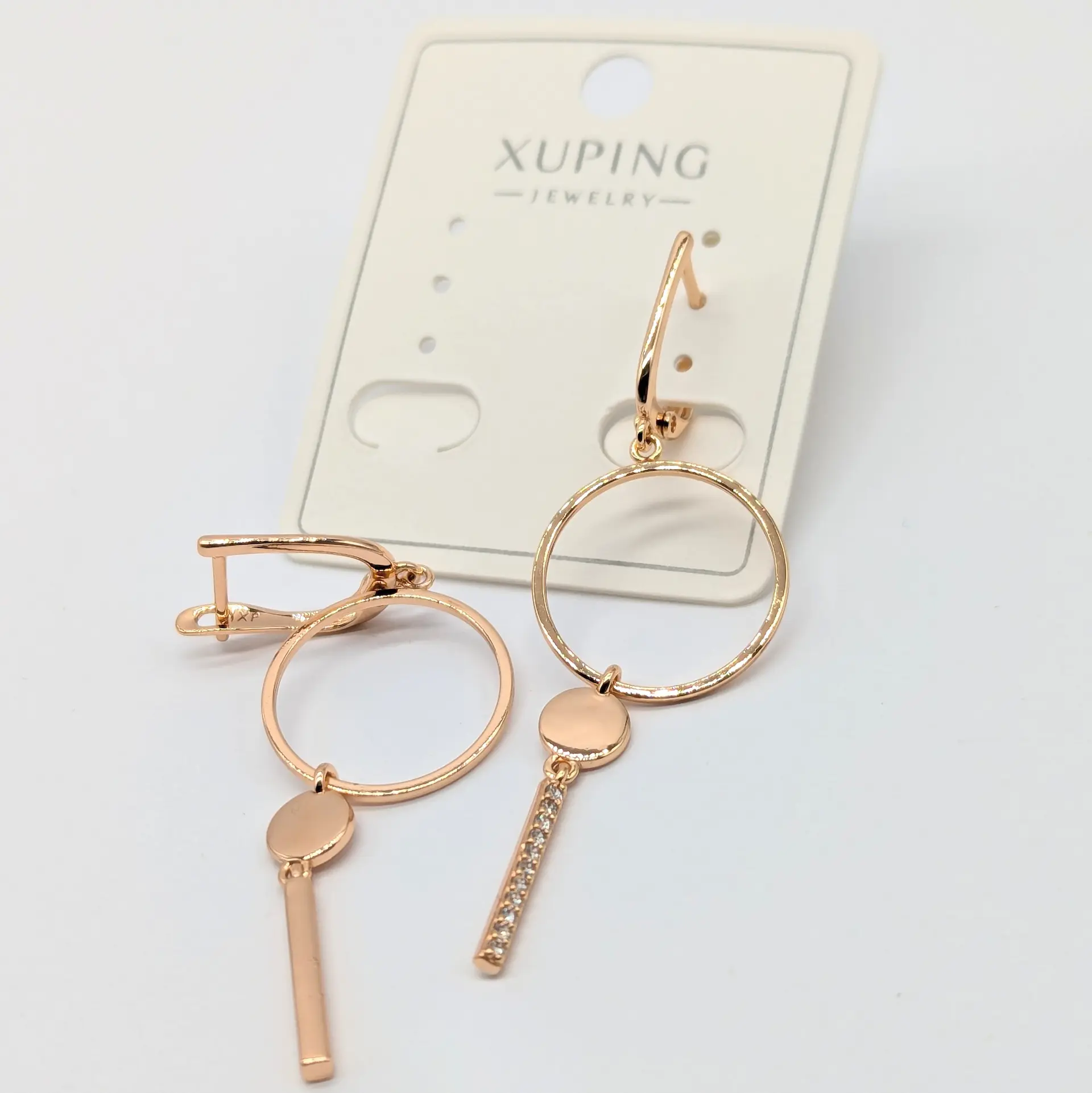 Сережки Xuping 18к «Геометрія Лайт Дроп», 1.8*5.3 см