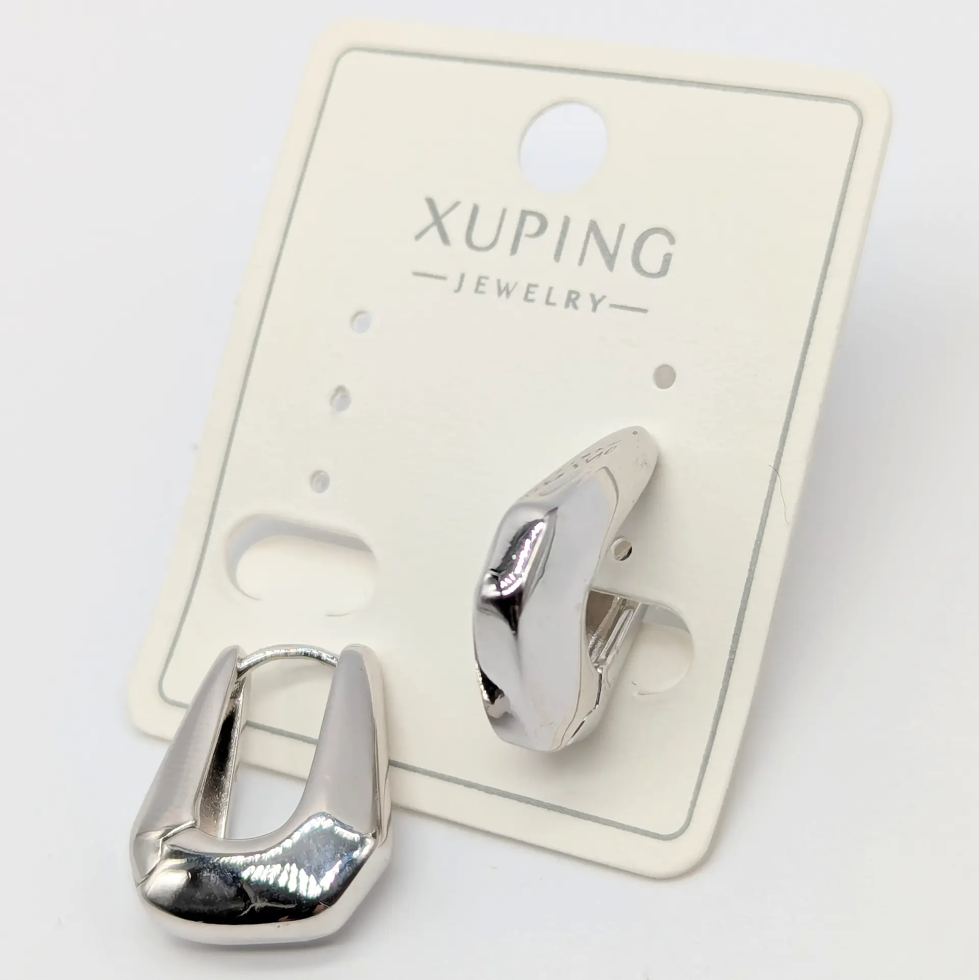 Сережки Xuping срібні «Сільвер Софт Гео», 0.5*1.8 см