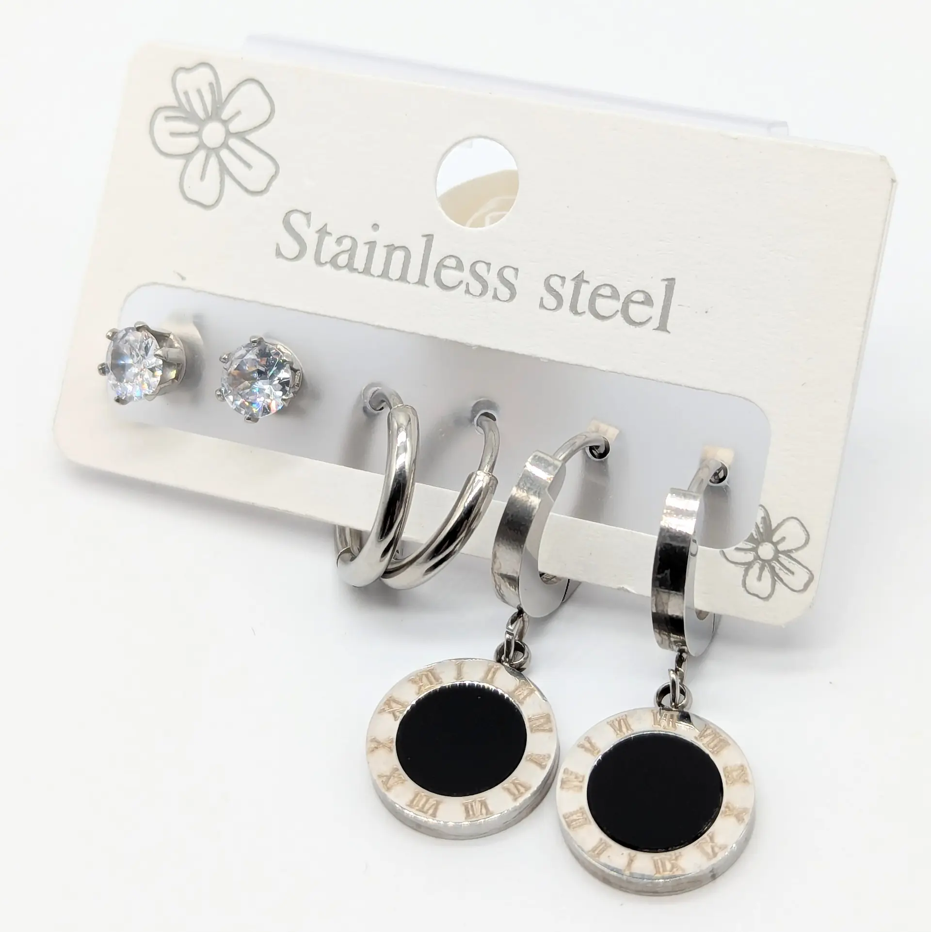 Сережки Stainless Steel срібні «Стильна геометрія»