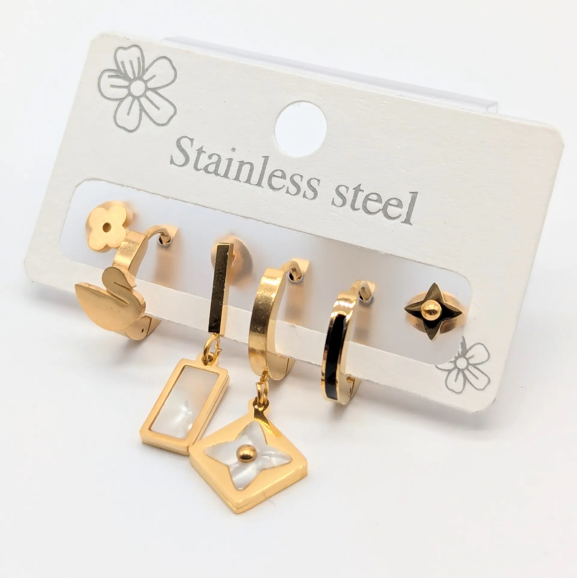 Серьги Stainless Steel 14к «Геометрия стиля»