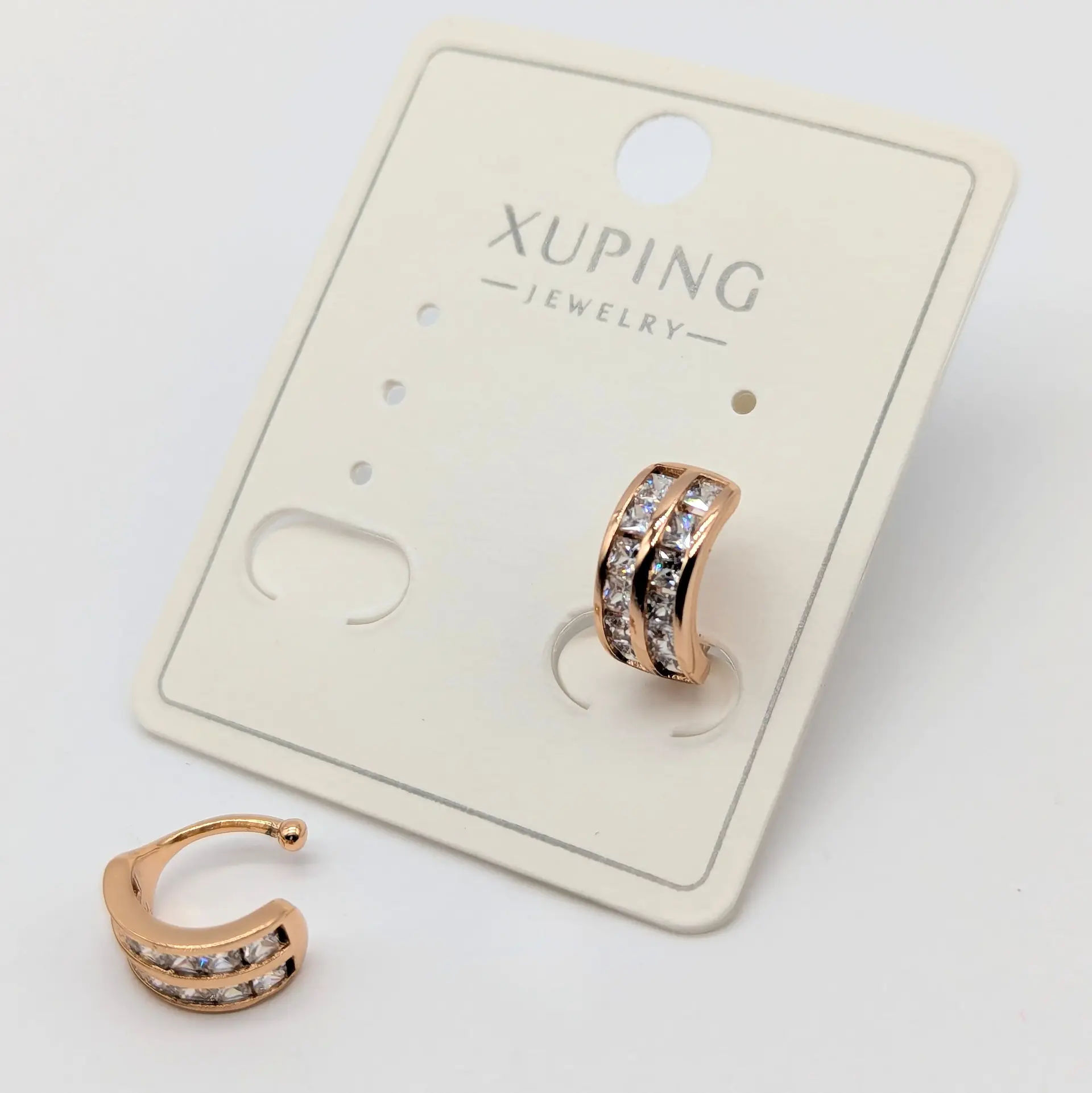 Сережки Xuping кафа 18к «Подвійне Сяйво Класик»0.5*1.1. см