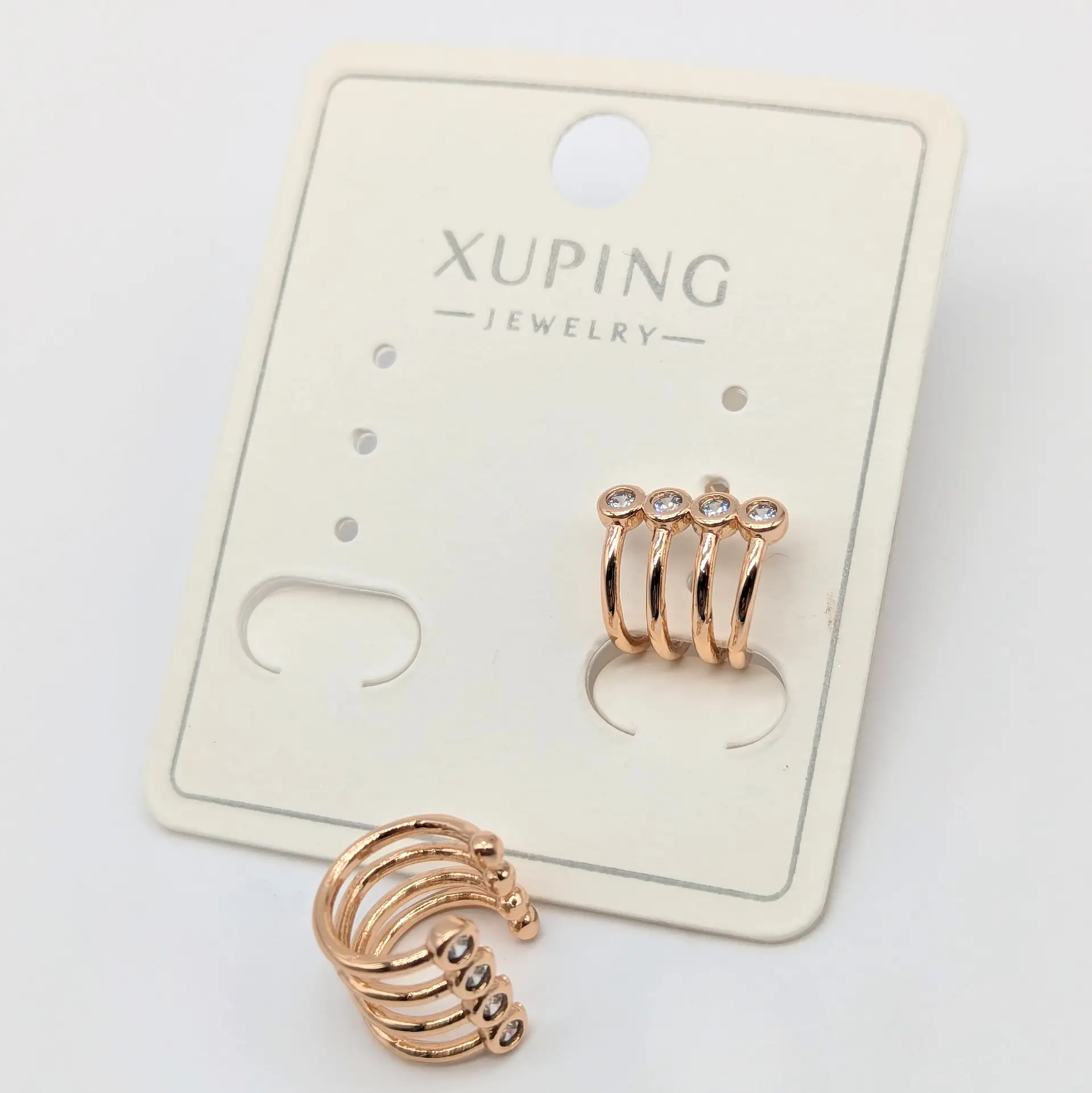 Сережки Xuping кафа 18к «Чотири Лінії Сяйва», 1*0.8 см