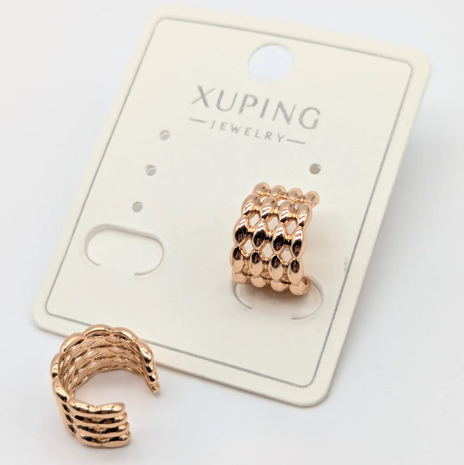 Сережки Xuping кафа 18к «Золота Текстура», 0.8*1.1 см