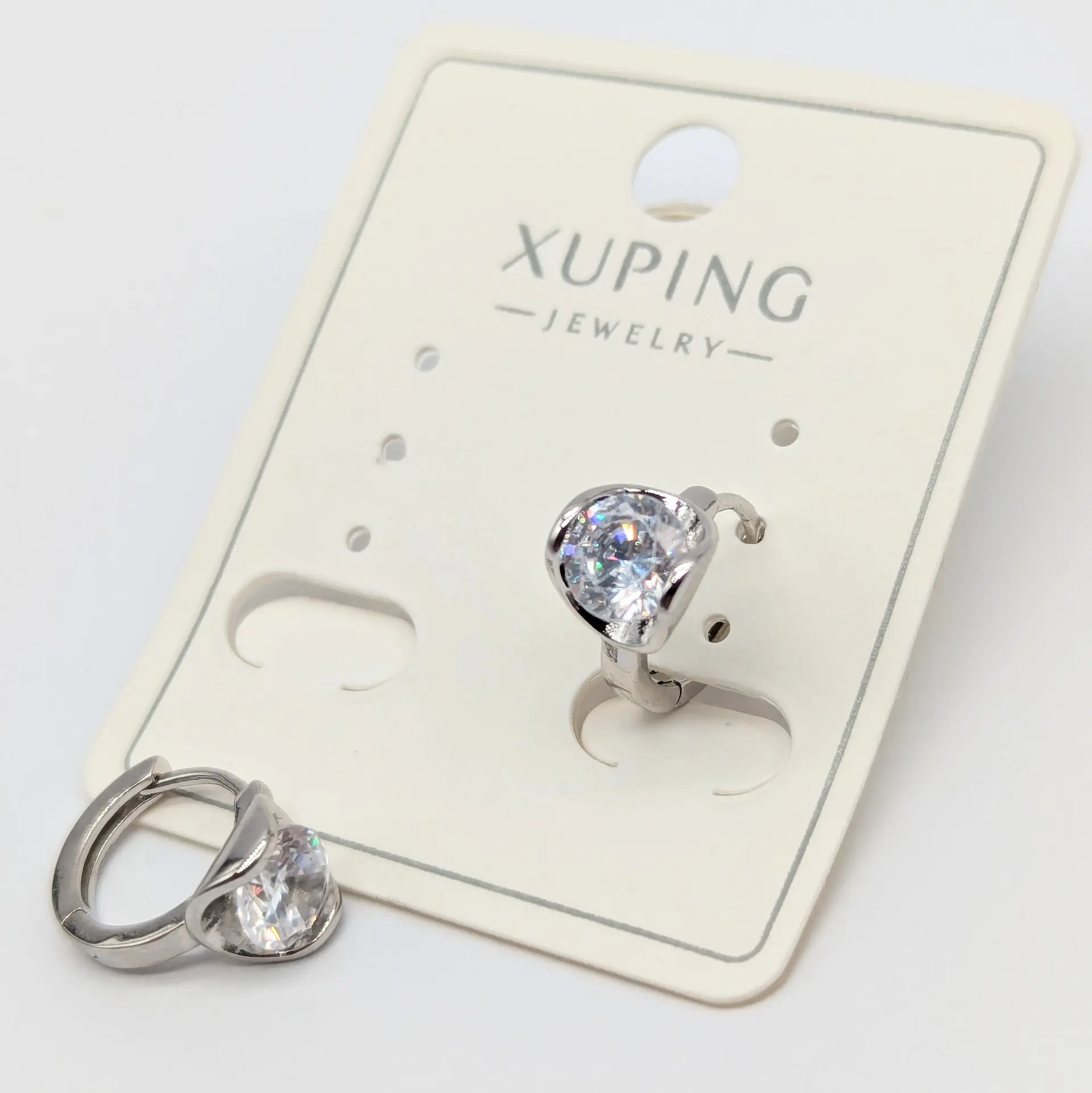 Сережки Xuping срібло «Кристал Блиску Аврора», 0.7*1.1 см