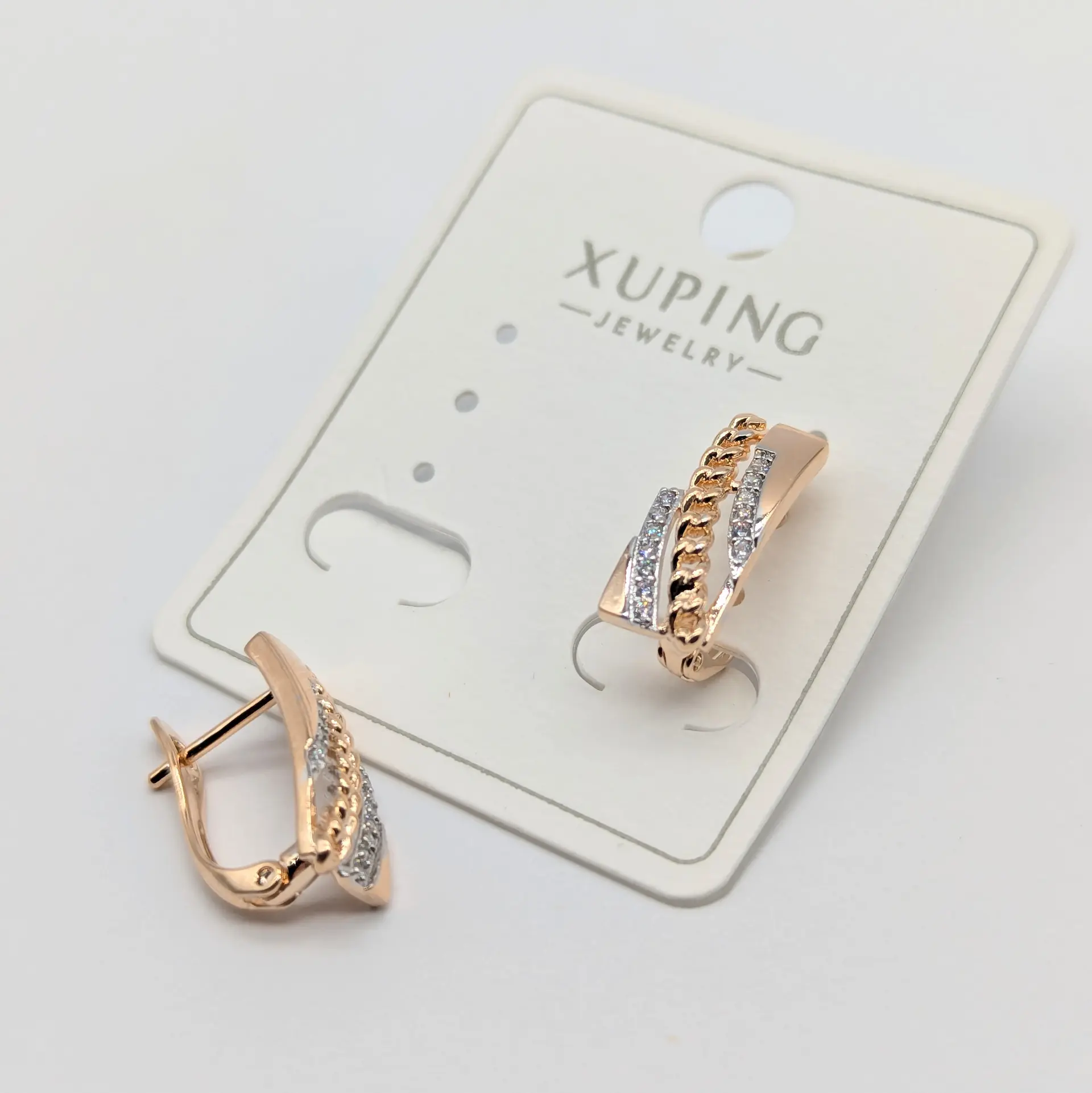 Сережки Xuping 18к «Тріо Блиску Валенсія», 0.7*1.6 см