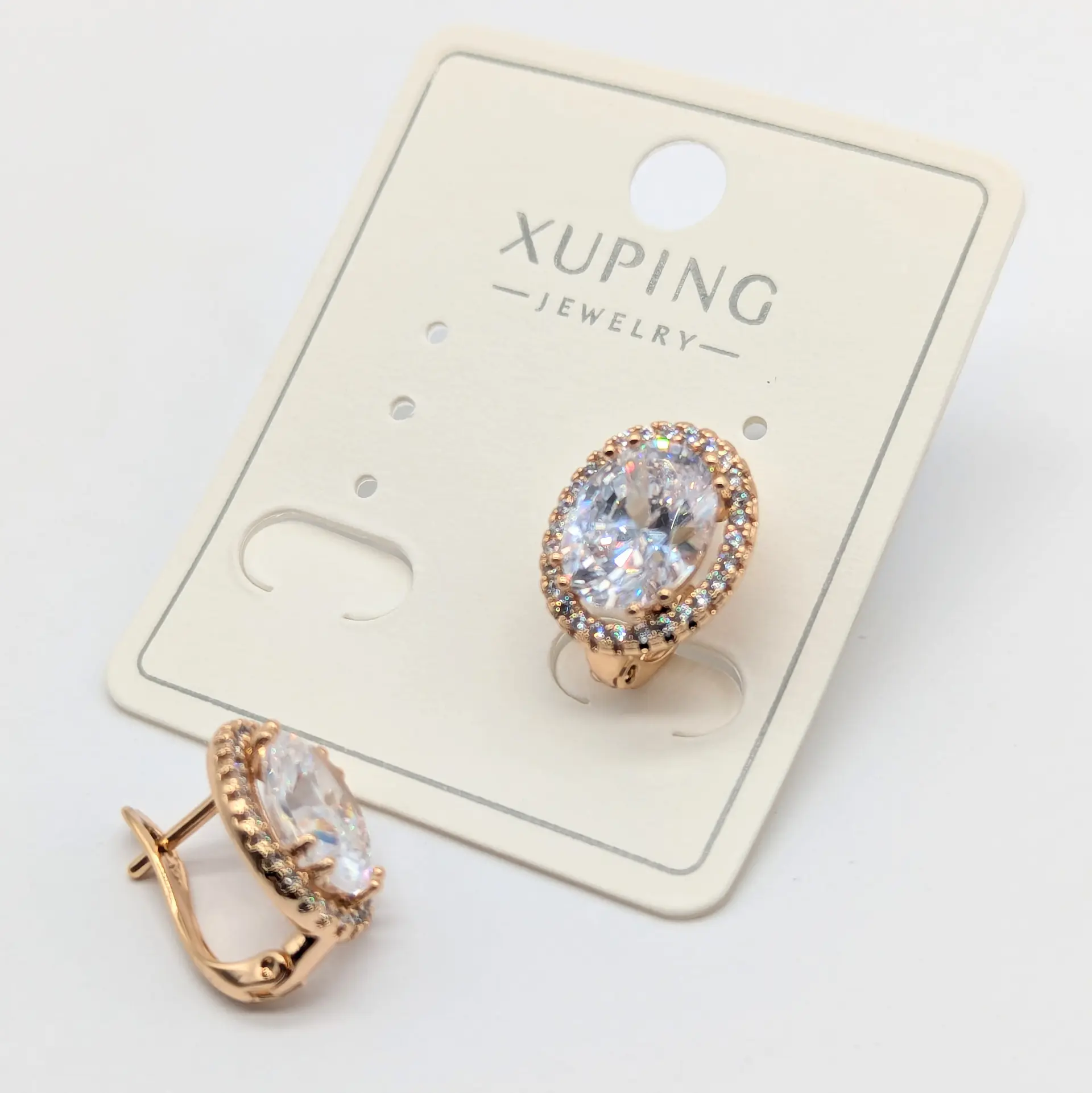 Сережки Xuping 18к «Овальне Сяйво Монреаль», 1.1*1.4 см