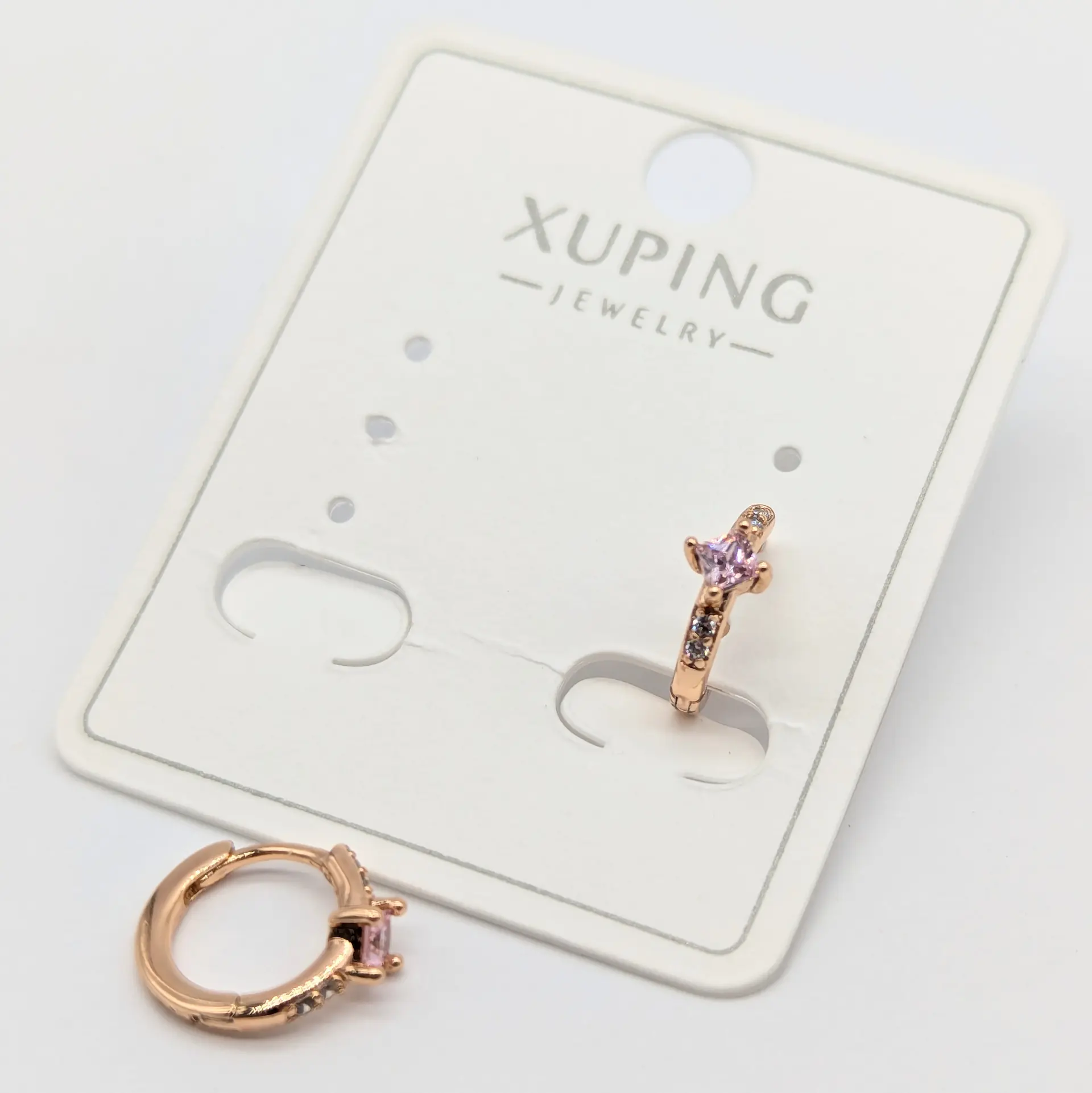 Сережки Xuping 18к «Рожева Іскра Ліліс», 0.4*1 см